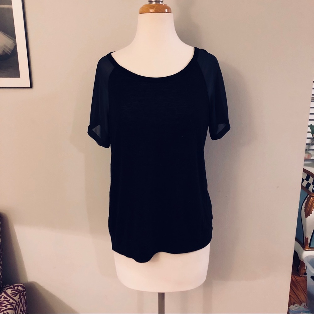 Aerie Top with Chiffon Sleeves & Back Zip